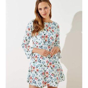LOFT Floral Tie Back Bell Sleeve Dress 14